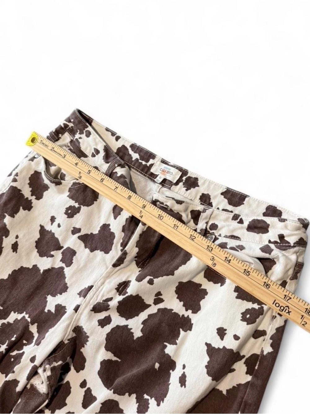 Wide-Leg Cow Print Pants in Brown/White - Picture 3 of 5